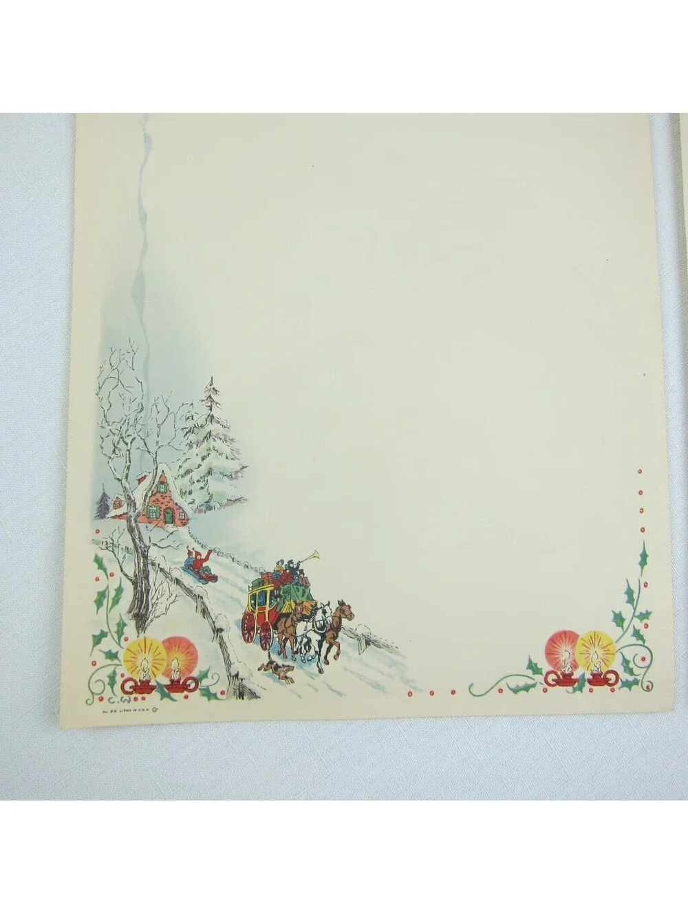 5 Vintage 1930s Holiday Stationery Salesman Sample Letterheads Goes Lithography